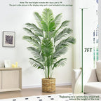 Artificial Palm Tree 7FT Artificial Plants Indoor Tropical Fake Palm Tree Areca Floor Plant in Black Pot with 18 Trunks & Real Bark Design, Faux Palm Plant for Outdoor Patio Home Room Office Decor