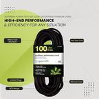 Go Green Power Inc. (GG-13800BK) 14/3 SJTW Outdoor Extension Cord, Black, 100 ft