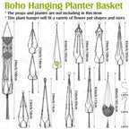 Hoteam 12 Pcs Macrame Plant Hangers Macrame Hanging Planters for Indoor Plants Handmade Boho Hanging Baskets Flower Pots Holder for Outdoor Home Wall Decor