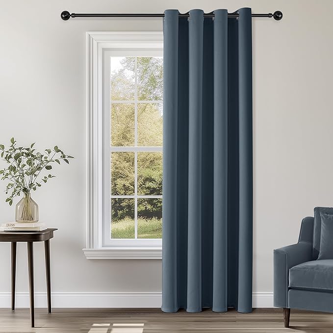 ChrisDowa Grommet Blackout Curtains for Bedroom - Thermal Insulated Room Darkening Curtains for Living Room (1 Panel Set, Stone Blue, 52W x 72L)