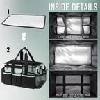 Wearable Cleaning Caddy, Cleaning Caddy Supplies Organizer with Handle & Shoulder Straps for Housekeepers, Under Sink & Car Cleaning Tool Organizers Bag with 4 Foldable Divider (Celadon)
