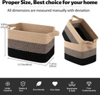 OIAHOMY Woven Storage Basket, Cotton Rope Baskets for Toys,Towel, Clothes, Used to Bathroom,Living Room,Nursery,Bedroom, 16"x12"x10"- Pack of 3, Black & Brown
