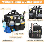 Large Rolling Cleaning Caddy with Detachable Trolley & Lid, Cleaning Cart on Wheels with Shoulder Strap & Handles, Cleaning Supplies Organizer with Multi Pockets for Cleaning Tools Storage
