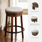 Signature Design by Ashley Valebeck Upholstered Swivel Stool, Cushioned Seat, Woven Fabric Upholstery, Wood, 24" H, Brown & Black