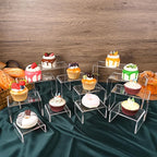 12 Pcs Small Size Acrylic Display Risers, 2 Sets Acrylic Risers Display Stands, 0.15" Thick Clear Shelf Riser, Risers Display Stands for Perfume, Dessert, Candy, Figure, Toys, Jewelry Showcase