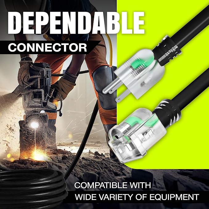 6ft Outdoor/Indoor Extension Cord 10/3 Gauge Ultra Heavy Duty 3 Prong SJTW, Waterproof, Flexible Cold-Resistant Long Power Cord,125 Amp 1875W, Black by LifeSupplyUSA