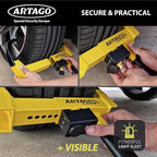 ARTAGO ART872 High-End Wheel Clamp Lock, 2in1 Without/with 120dB Alarm +Night LED Alert, Patented, Heavy-Duty Trailer Wheel Lock, High Security Car Boot, Universal Tire Clamp Anti-Theft for Golf Cart