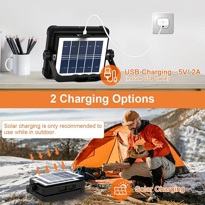 ERAY 120W Portable LED Work Light with Rechargeable Battery 15000mAh 10000 LM, Solar Camping Lights, IP66 4 Lighting Modes Worklight for Outdoor Building Emergency Car Repairing