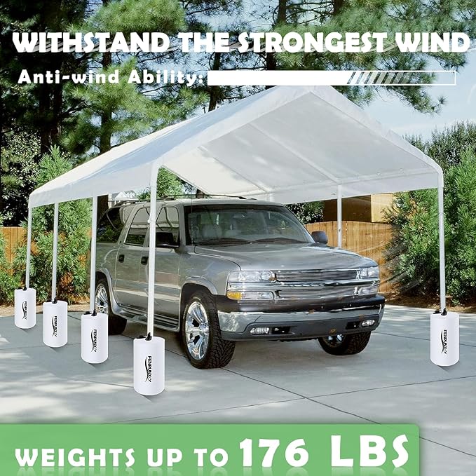 Canopy Water Weight Bag,176 LBS Gazebo Tent Water Weights Set of 8 Leg Weights for Carport, Pop Up Canopy,Tent,Gazebo,White