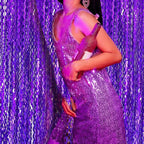 2 Pack Purple Backdrop Tinsel Foil Fringe Curtains Sparkle Metallic Wavy Foil Fringe Backdrop Curtain Photo Booth Props for Halloween Party Decorations Birthday Graduation Bachelorette