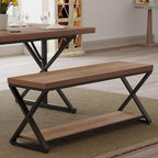 IBF Wood Entryway Bench, Wooden and Metal Bedroom Indoor Bench, Industrial Shoe Bench with Storage and Seating, Farmhouse Entry Bench for Foyer Entrance Hallway Living Dining Room, Rustic Oak, 47 Inch