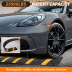 Heavy Duty 84" Rubber Speed Bumps - 2 Channel Modular Traffic Hump, Cable Protector Ramps for Asphalt, Concrete & Gravel Driveways, Includes 2 End Caps & 6 Spikes