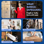 International Plastics Co. 2 Pack 15" Plastic Stretch Film Wrap with Extended Tension Handles 1200ft Each 500% Stretch Clear Cling Durable Adhering Packing Moving Heavy Duty Pallet Shrink