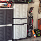 Sunnydaze Plastic Garage Storage Cabinet with 2 Adjustable Shelves - 57" H - Garage, Office, Home, Laundry Room - Gray