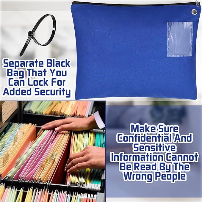 10 Pcs Interoffice Mailer Canvas Transit Sack Zipper Bag 18" x 14" Large Zipper Pouch with Grommet Interoffice Mail Bag (Blue)