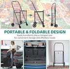 YITAHOME Folding Shopping Cart with Liner, Foldable Grocery Cart with Wheels for Seniors, Portable Collapsible Utility Carts for Shopping, Groceries, Laundry & Storage