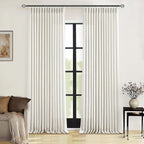 Natural Cream Pinch Pleated Linen Curtains 92 Inches Long for Living Dining Room Bedroom Thick Linen Pinch Pleat with Hooks Rings Back Tab Light Filtering Boho Farmhouse Semi Sheer 92 Inch Curtain