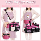 Large Cleaning Caddy Bag With Detachable Divider,Caddy Organizer With Handle,Cleaning Supply Storage With Adjustable Shoulder Strap & Waist Belt For Cleaners,Cleaning Housekeepers
