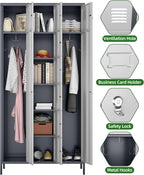 Aobabo Metal Lockable Storage Locker 8 Small Doors and 2 Big Doors, Metal Lockers for empolyees with Hooks, for School Home Office, Assembly Required, 10Doors, Grey White