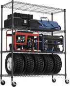 4 Tiers Shelf 1400 lbs Steel Storage Shelving Utility Shelving Unit Steel Organizer Wire Rack for Home,Kitchen,Office,Garage Black 17.7" D x 47.2" W x 62.7" H