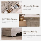 T4TREAM Farmhouse 7 Drawers Dresser for Bedroom, 54" Wide Wood Rustic Chest of Drawers w/Roman Column, Wooden Storage Dressers Organizer for Bedroom, Living Room, Light Rustic Oak