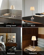 KDG Cordless LED Table Lamp Set of 2, Portables Fabric Shade Desk Lamps, 4000mAh Rechargeable Battery Powered Lighting, Dimmable Light for Dining Room, Bedroom, Bedside, Night Light, Balcony (Nickel)