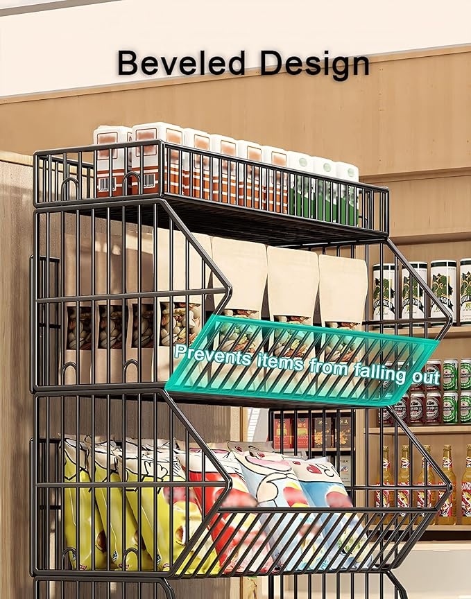5-Tier Slanted Rolling Retail Display Rack with Locking Wheels | Heavy-Duty Metal Snack & Chip Display Stand for Grocery Stores, Supermarkets, Bakery | Space-Saving Store Organization Shelf