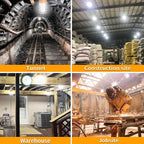 80W LED Temporary Work Light 12000lm 5000K Daylight White Portable Hanging Construction Lighting Led High Bay Light for Workshop Mine Job Site Lighting