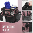 Compact Wearable Cleaning Caddy, Small Cleaning Caddy Supplies Organizer with Handle & Shoulder Straps for Housekeepers, Under Sink & Car Cleaning Tool Organizers Bag (LotusPink)