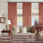 Pinch Pleated Terracotta Linen Curtains 84 Inches Long 2 Panels Set for Living Room Dining Pinch Pleat Back Tab Light Filtering Farmhouse Boho Retro Window Curtain Drapes Red Clay Autumn Fall Decor