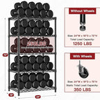 PrimeZone Wire Shelving Unit with Wheels, 5 Tier Adjustable NSF Certified Heavy Duty Metal Storage Shelves, Pantry Organizer Rack Rolling Kitchen Shelf for Closet, 24" W x 18" D x 75" H, Black, 4 PCS