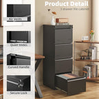 Metal File Cabinet with Lock, Vertical 4 Drawer File Cabinets for Home Office, Heavy Duty Office Storage Cabinet for A4/Letter/Legal Size, Assembly Required(Black)