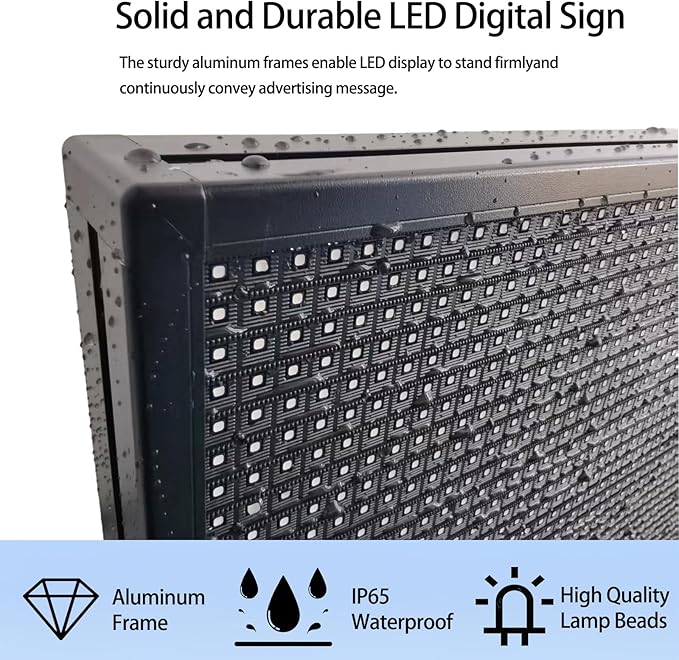 115”x 14” Programmable Scrolling LED Sign Custom, Outdoor P10 Digital Sign Support Wifi & USB, Full Color Led Open Signs for Business, Advertising Display Board