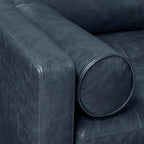 Poly & BARK Napa 98” Leather Corner Sectional Sofa – Full-Grain Italian-Tanned Aniline Leather, Feather-Down Comfort, Solid Wood Frame – Nightfall Blue