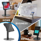 Mount-It! Universal Tablet Stand with Tilt, Anti-Theft Retail iPad POS Kiosk Stand, Fits Tablets from 9.7" to 13" Screen Size, 90° Rotation for Portrait and Horizontal Viewing, Durable Steel, Black