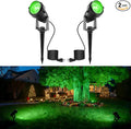 L LOHAS LED Christmas Spotlight Outdoor, Green Spot Lights for Yard, Auto On/Off 5W 120V Landscape Lighting for House, Holiday, Trees, Decoration, 450LM IP66 Waterproof, UL Listed, 2 Pack