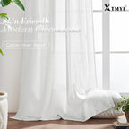 XTMYI Doorway Curtains Privacy Room Divider for Room Seperation,Sheer Faux Linen Accordion Sliding Closet Door Panels for Doors,80 Inches Long,Pure White