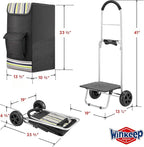 Shopping Cart, Super Loading Grocery Trolley, 220 lbs Capacity, Foldable Cart with Extra Large Black Shopping Bag Portable Grocery Utility Cart With Adjustable Bungee Cord