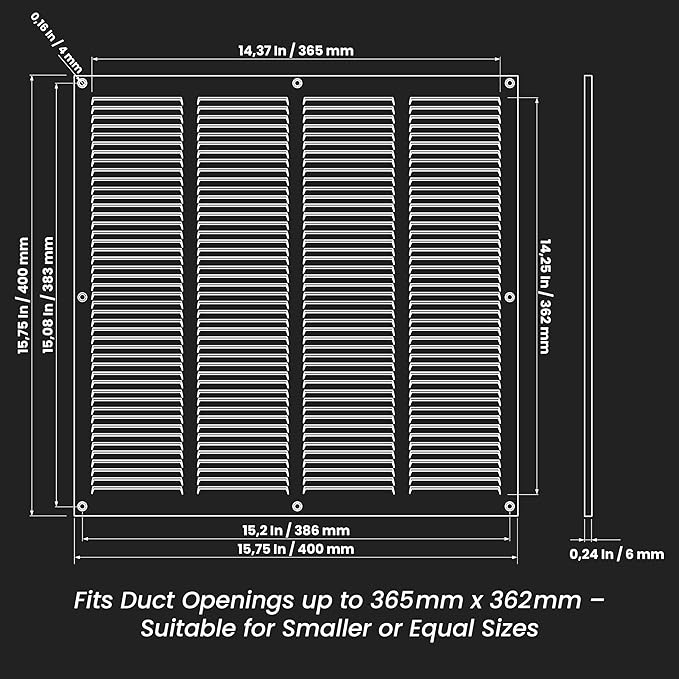 Repa Market Air Vent Cover 16x16 Inch (Outer Dimensions) Brown Galvanized Steel Louvered Grill Cover with Mesh Screen/Wall or Ceiling Vent/HVAC Register for Indoor and Outdoor Ventilation