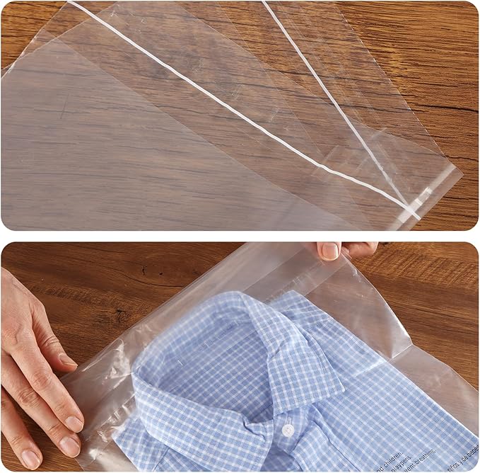 iMailer - 1000 Count - 9" x 12" Clear Plastic Poly Bags with Suffocation Warning Self Seal for A4, Documents, Clothing, Shipping, Packaging - Resealable Adhesive, Not Strong