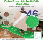 39" x50' Heavy-Duty Floor Protection | Construction Grade Carpet Protector | Drop Cloth Plastic Film for Hardwood Floors | Waterproof Painters Covering with No Residue(Mint Green)