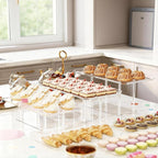3 Pack Dessert Table Display Set, Clear Acrylic Desert Stands Buffet Risers for Cupcakes Dessert Pastry Food Treat Tier Cookie Dessert Platter Serving Trays Stand for Wedding Birthday Party