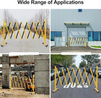 Expandable Metal Barricade Gate, 11FT Folding Security Gate with Wheels, Heavy-Duty Expandable Mobile Barricade for Construction Site, Industrial Traffic Control, Crowd Management & Garage Safety