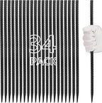 16 inches Rebar Stakes Heavy Duty (34-Pack) Metal Spikes for Concrete Timber, Garden Plant, Straight Steel Stakes for Tent, 3/8" Thickness Ground Anchors with Chisel Point End, Black