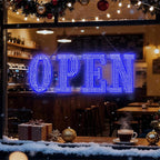 Large LED Open Signs for buiness with 13 Scene Modes, 40" x 14" Unique Design Blue Open Sign for Business Hour Open Sign for Window Stores Retail and Restaurant