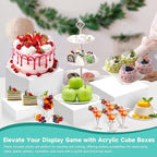 6Pcs Buffet Risers,Food Risers for Buffet Table Display Stand Shelf for Party Catering Dessert Jewelry Collectibles Acrylic Cube Boxes Display Nesting Risers (white-S(5,6,6.8,7,7.5,8)