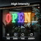 40'' x 14" LED Open Signs for Business, Super Bright Large Open Closed Sign with Hanging Installation, Light Up Sign for Bar Store Restaurant Office Hotel Salon (Red Green BlueYellow)