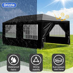 10x20 FT Party Tent, Outdoor Wedding Tents for Parties, Canopy Event Tent with 6 Removable Sidewalls, Waterproof Gazebo Shelter for Birthday Parties, Weddings, BBQs & Events (10X20FT-6Sides Black)