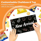 5 Tier 50 Clips 360°Rotating Snack Organizer, Wooden Chip Rack Display Stand - Chip Bag Holder Candy Display with Message Board for Countertop Home Office Party Retail Concession Stand