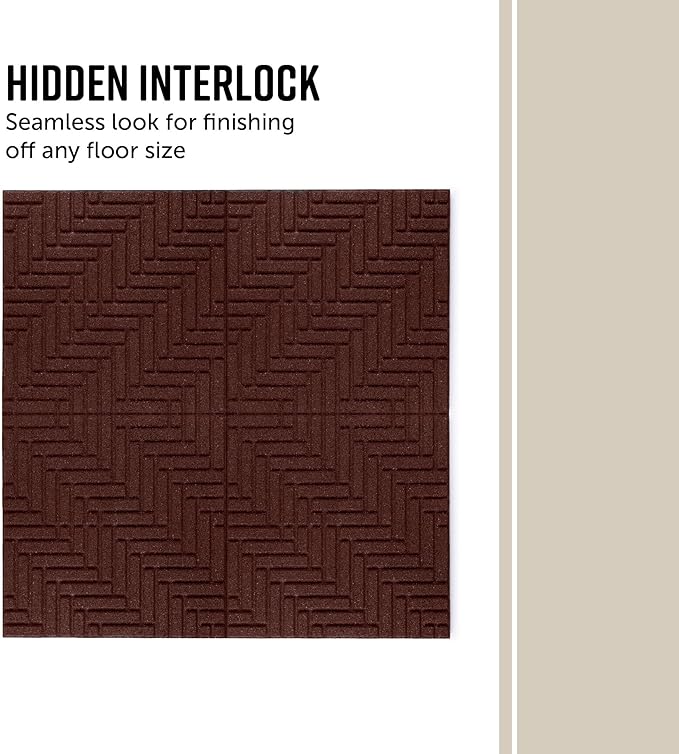 Playsafer Herringbone Rubber Interlocking Tiles | 16 X 16 | Easy Install for Indoor and Outdoor Use (Red, 4 Tiles)